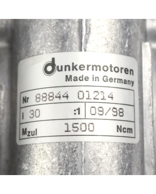 Dunkermotoren Getriebemotor BG63 + 88844 01214 i=30 GEB