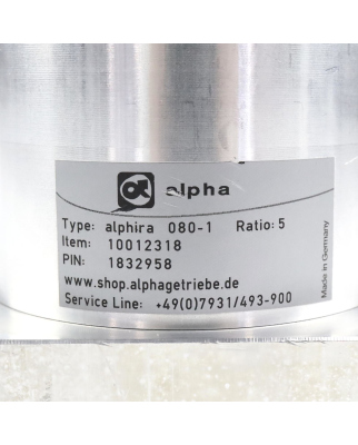 alpha Planetengetriebe alphira 080-1 10012318 i=5 GEB