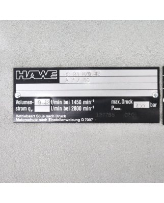 HAWE Kompakt-Pumpenaggregat HC 24 K /0.42 A3/80 0.42l/min NOV