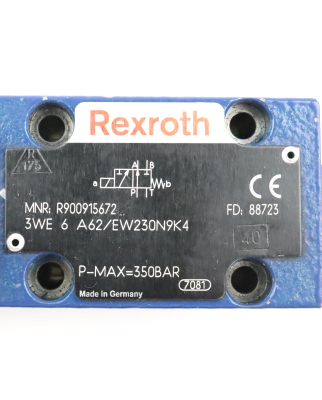 Rexroth Wegeschieberventil 3WE 6 A62/EW230N9K4 R900915672 GEB