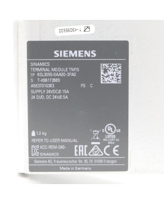 Sinamics Terminal Module TM15 6SL3055-0AA00-3FA0 FS:C OVP
