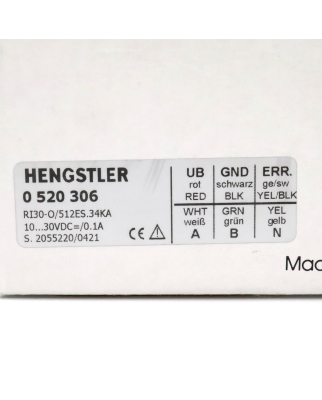 Hengstler Inkremental-Drehgeber RI30-O/512ES.34KA 0520306 OVP