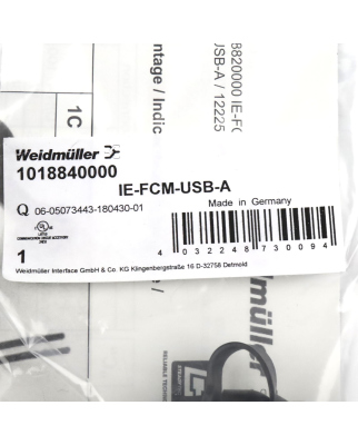 Weidmüller USB Kupplung IE-FCM-USB-A 1018840000 OVP