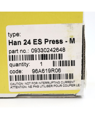 Harting Einsatz Han 24ES Press-M 09330242648 OVP