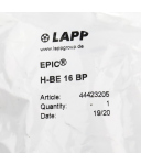 Lapp Einsatz EPIC H-BE 16 BP 44423205 OVP