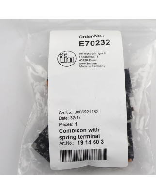 ifm Käfigzugfederklemme E70232 1914603 OVP