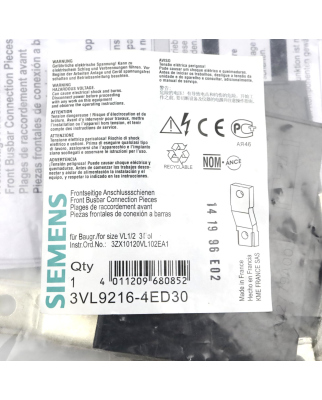 Siemens Anschlussschienen 3VL9216-4ED30 OVP