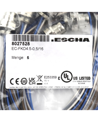 ESCHA Rundsteckverbinder EC-FKD4.5-0,5/16 8027528 (5Stk.) OVP
