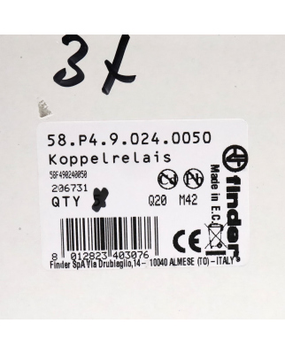 Finder Koppelrelais 58.P4.9.024.0050 (3Stk.) OVP