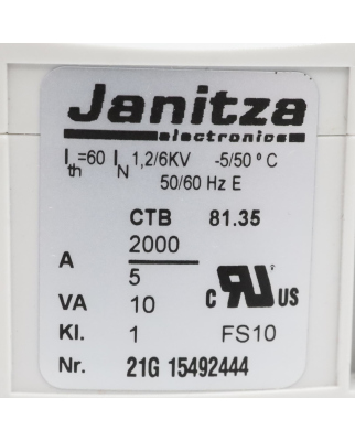 Janitza Electronic Stromwandler CTB 81.35 1503286 2000/5A 10VA OVP