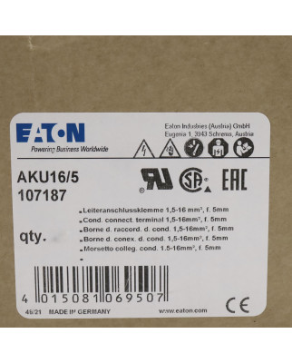 Eaton Leiteranschlussklemme AKU16/5 107187 (95Stk.) OVP