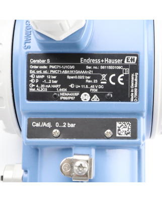 Endress+Hauser Cerabar S Drucktransmitter PMC71-1J1C3/0 OVP