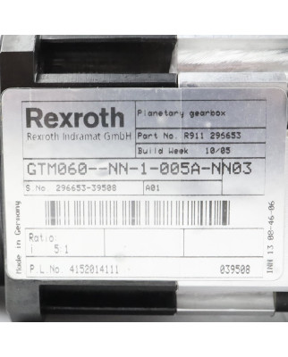 Rexroth Planetengetriebe GTM060-NN1-005A-NN03 R911296653...