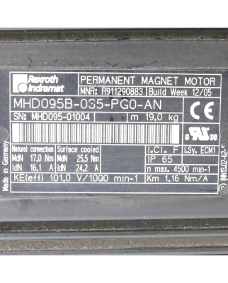 Rexroth Servomotor MHD095B-035-PG0-AN R911290883 NOV