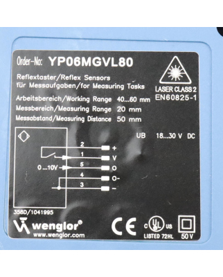 wenglor Laserdistanzsensor YP06MGVL80 GEB