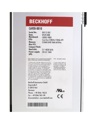 Beckhoff Schaltschrank-IPC C6920-0010 GEB