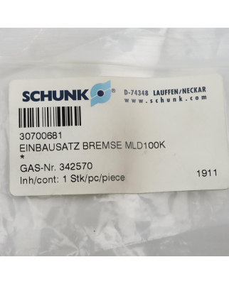 Schunk Einbausatz Bremse MLD100K 342570 OVP