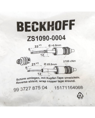 Beckhoff M12-Stecker ZS1090-0004 OVP