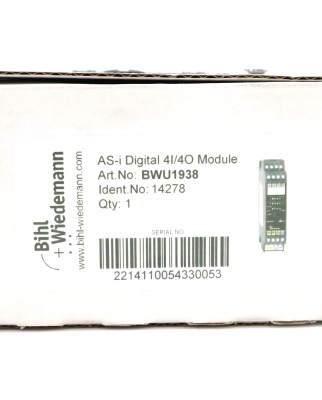 Bihl+Wiedemann AS-i Digitales E/A Modul BWU1938 OVP