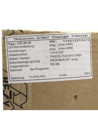 TR Electronic Drehgeber CE-65-M 110-01231 OVP