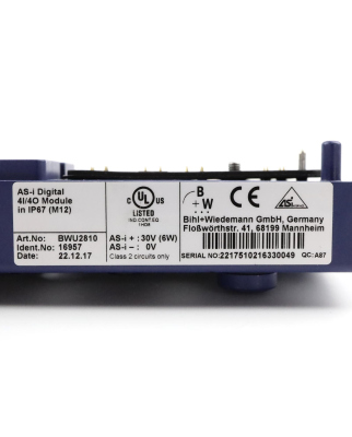 Bihl+Wiedemann ASi Digitales E/A Modul BWU2810 GEB
