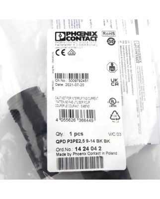 Phoenix Contact Steckverbinder QPD P3PE2,5 9-14 BK BK 1424042 OVP
