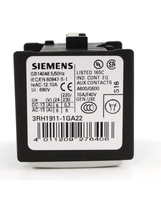 Siemens Hilfsschalterblock 3RH1911-1GA22 OVP
