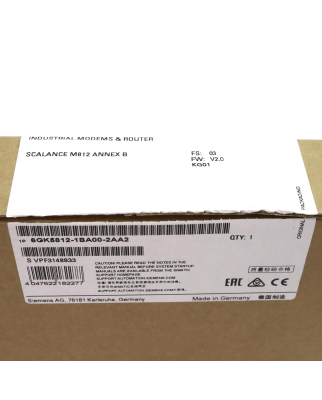 Simatic SCALANCE M812-1 ADSL-Router 6GK5812-1BA00-2AA2 FS:03 FW:V2.0 OVP