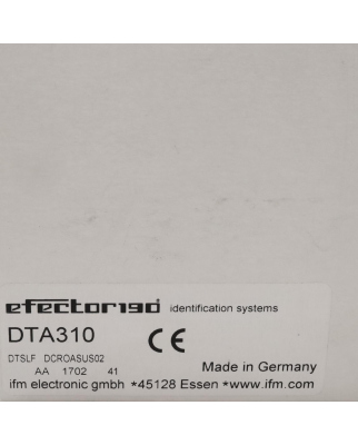 ifm efector AS-Interface RFID Lesekopf DTA310 DTSLF DCROASUS02 OVP