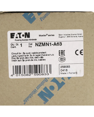 Eaton Leistungsschalter NZMN1-A63 259083 OVP