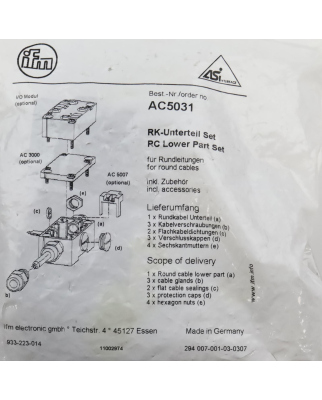 ifm electronic AS-Interface Unterteil AC5031 EMS-BASE RC ST SET OVP