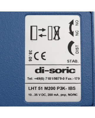 di-soric Laserlichtaster LHT 51 M 200 P3K-IBS OVP