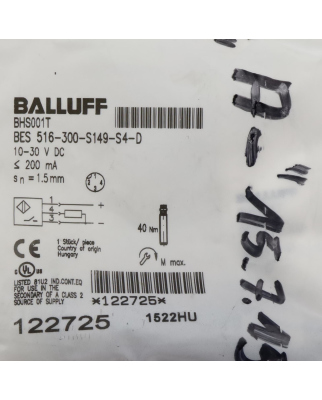 Balluff induktiver Näherungsschalter BHS001T BES 516-300-S149-S4-D OVP