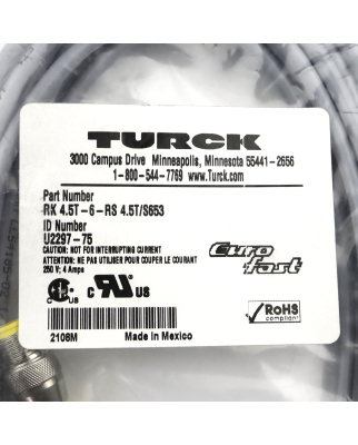 Turck Verlängerungskabel RK 4.5T-6-RS 4.5T/S653 U2297-75 OVP