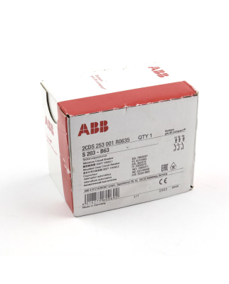 ABB Sicherungsautomat S203-B63 2CDS253001R0635 OVP