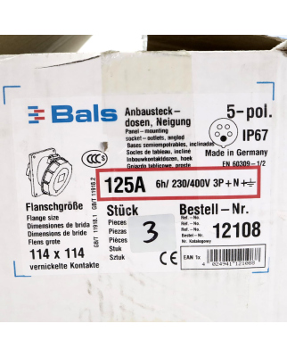 BALS Anbausteckdose Typ 12108 (3Stk.) OVP