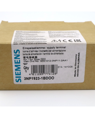 Siemens Einspeiseklemme 3NP1923-1BD00 OVP