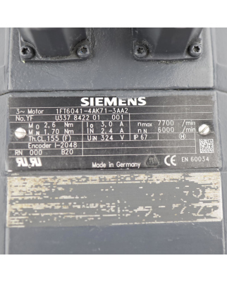 Siemens Synchronservomotor 1FT6041-4AK71-3AA2 GEB