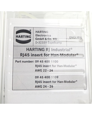 Harting RJ45-Einsatz Han-Modular RJ45 Cat5 Stvb.4p IDC 09 45 400 1100 OVP