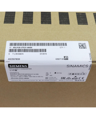Sinamics Double Motor Module S120 6SL3120-2TE21-8AD0 FS:C/RS:AB SIE