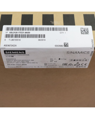 Sinamics Single Motor Module S120 6SL3120-1TE21-8AD0...