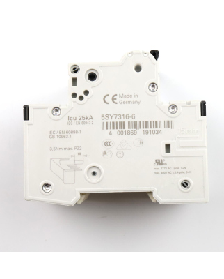 Siemens Leitungsschutzschalter 5SY7316-6 GEB