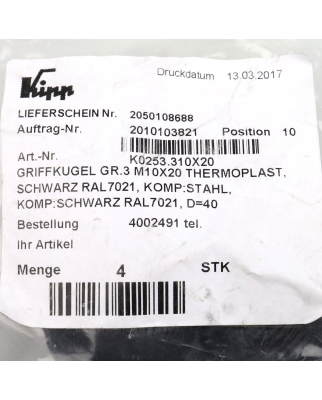 Kipp Griffkugel K0253.310X20 (4Stk.) OVP