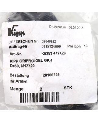 Kipp Griffkugel K0253.412X20 (2Stk.) OVP