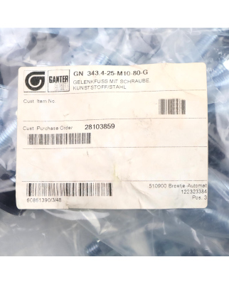 Ganter Norm Gelenkfuß GN 343.4-25-M10-80-G (20Stk.)...