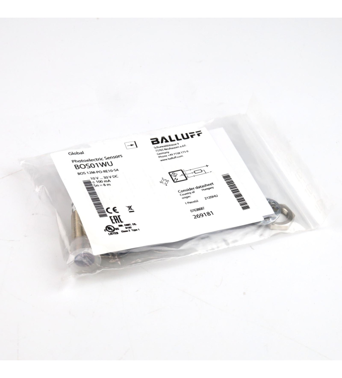 Balluff Einweglichtschranke BOS01WU BOS 12M-PO-RE10-S4 OVP