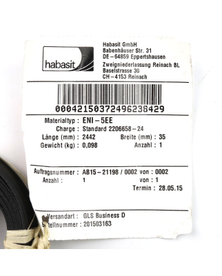 Habasit Leichtes Transportband ENI-5EE 2442x35x1,2mm NOV