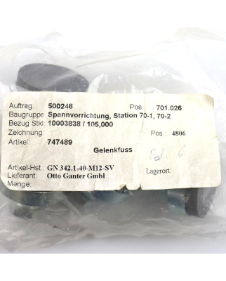 Ganter Norm Gelenkfuß GN 342.1-40-M12-SV (4Stk.) OVP