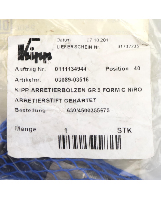 Kipp Arretierbolzen 03089-03516 OVP