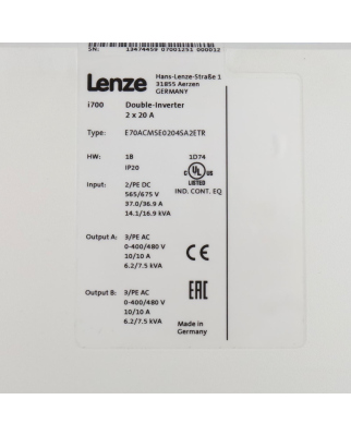 Lenze Double-Inverter i700 E70ACMSE0204SA2ETR 13474459 GEB